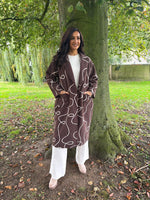 Chocolate Rope Pattern Longline Coat Vivian